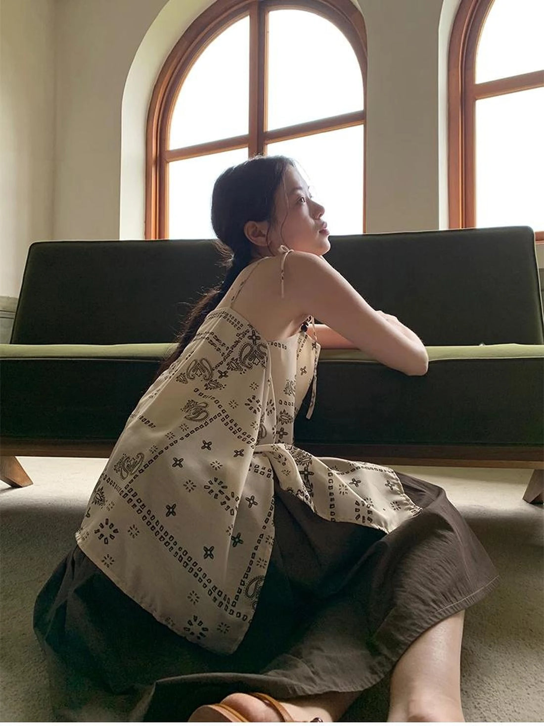 Vintage Paisley Silk Camisole Top With Low Back