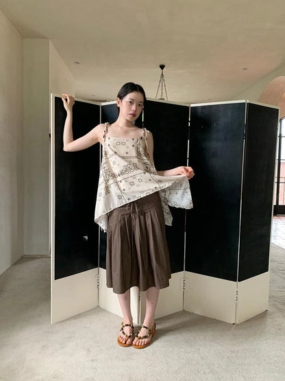 Vintage Paisley Silk Camisole Top With Low Back