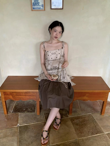 Vintage Paisley Silk Camisole Top With Low Back