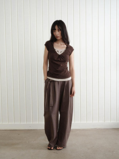 Dorydory Vintage Patchwork Button Faux Layered Women&