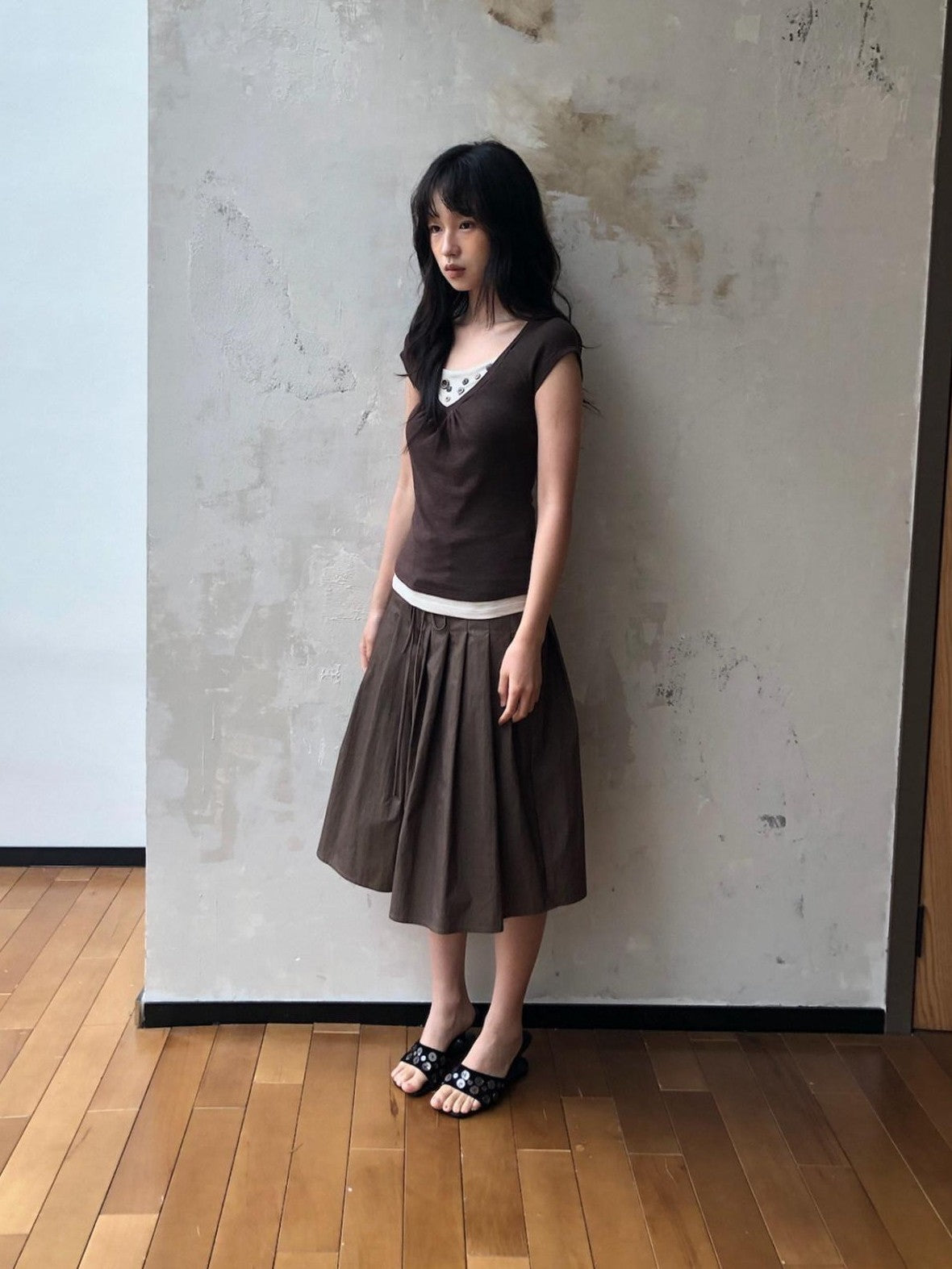 Dorydory Vintage Patchwork Button Faux Layered Women&