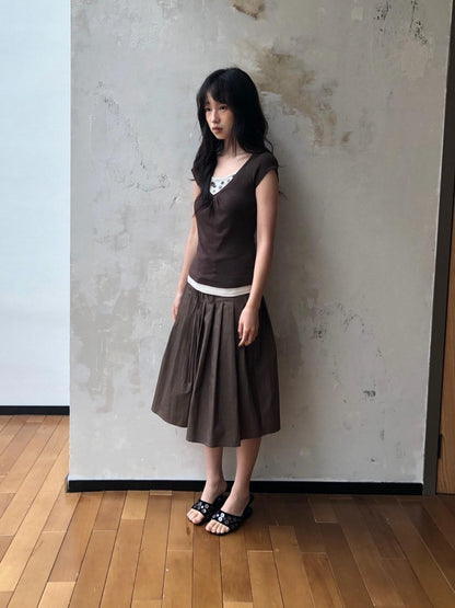 Dorydory Vintage Patchwork Button Faux Layered Women&