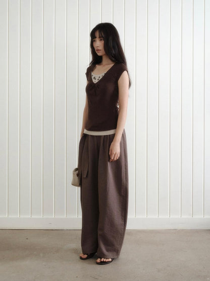 Dorydory Vintage Patchwork Button Faux Layered Women&