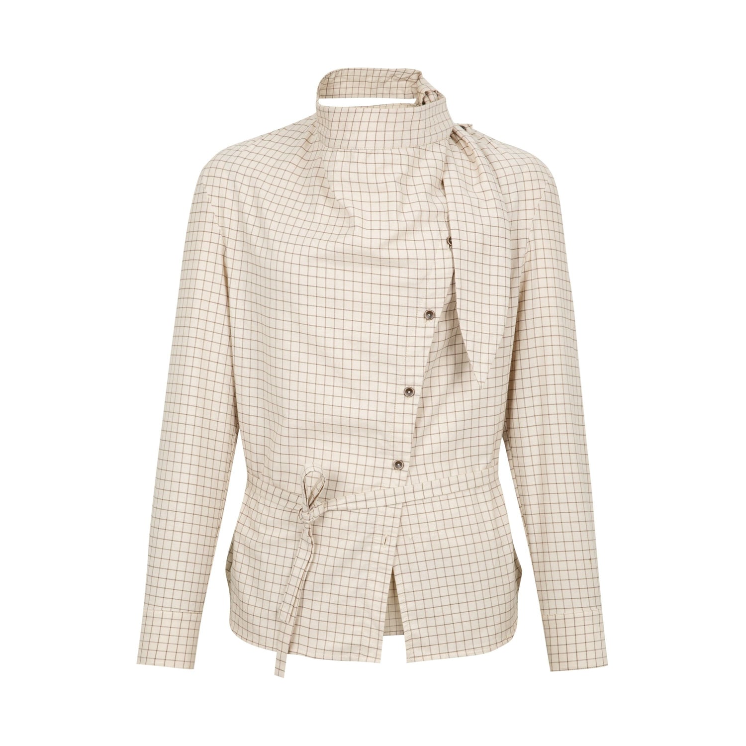 Dorydory_Vintage_Plaid_Mock_Neck_Button_Front_Women&