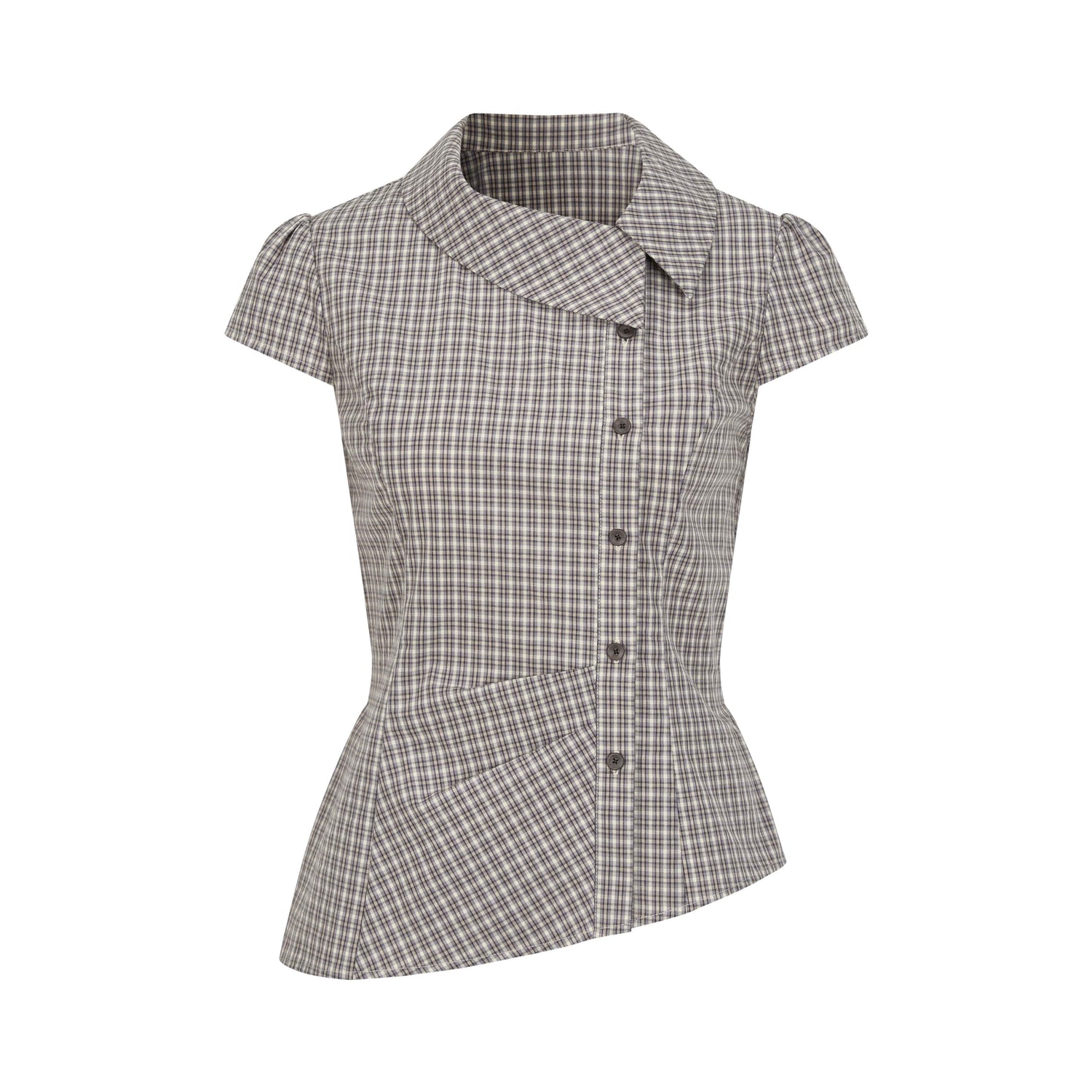 Dorydory_Vintage_Plaid_Side_Turnover_Collar_Women&