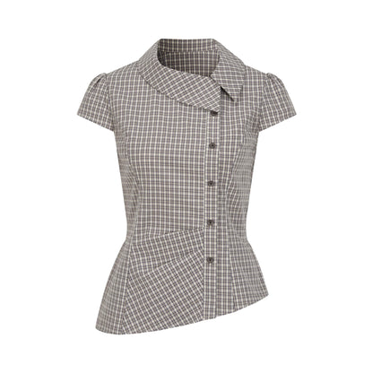 Dorydory_Vintage_Plaid_Side_Turnover_Collar_Women&