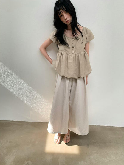 Dorydory Vintage Pleated A Line High Waist Women&