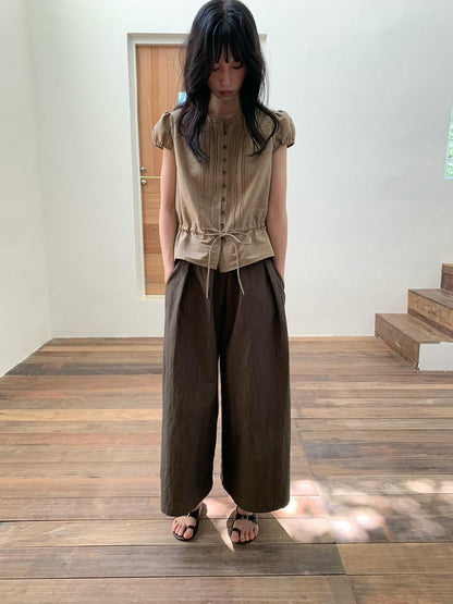 Dorydory Vintage Pleated A Line High Waist Women&