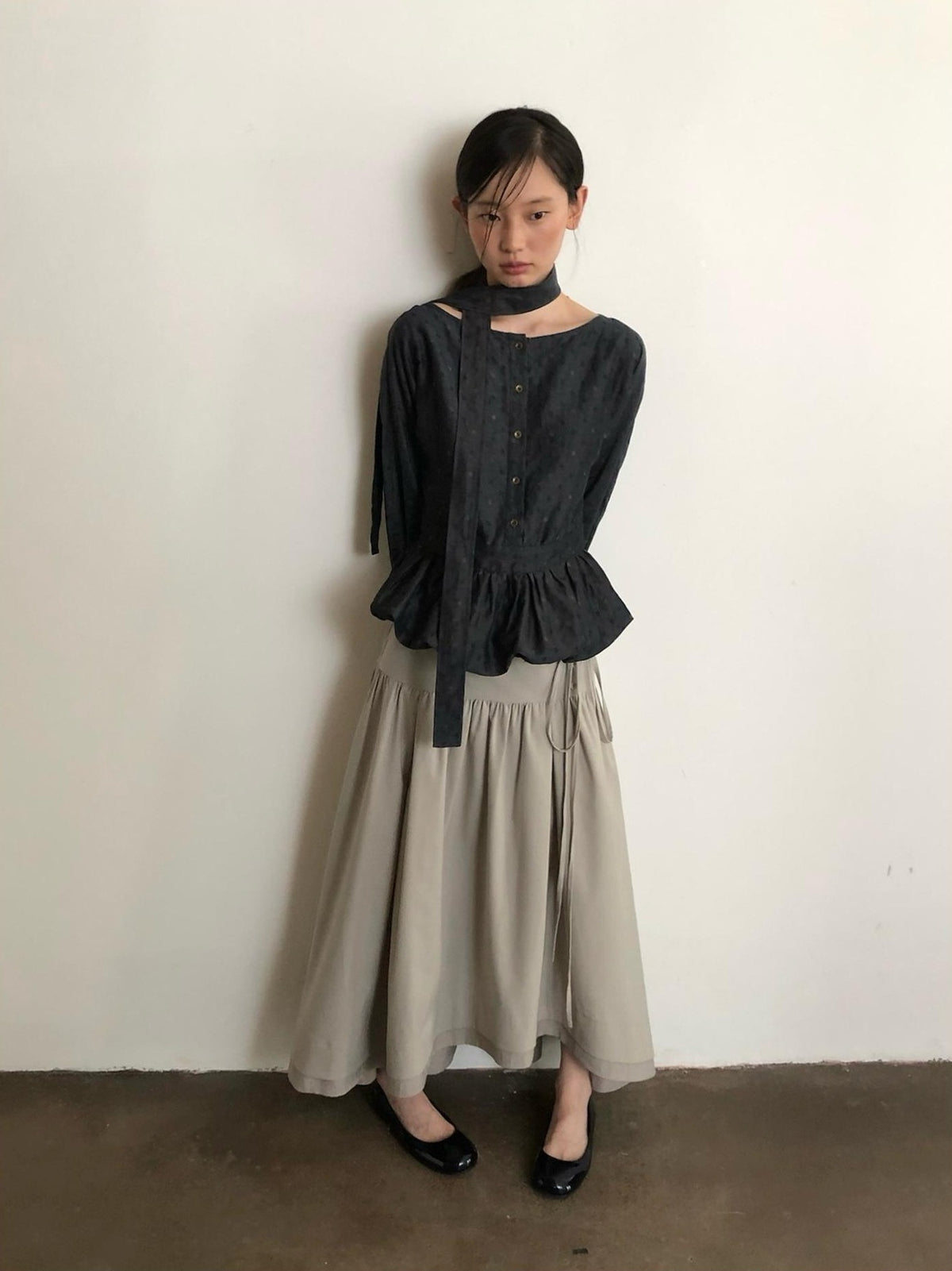 Dorydory Vintage Ruffle Long Sleeve Loose Fit Linen Cotton Women&