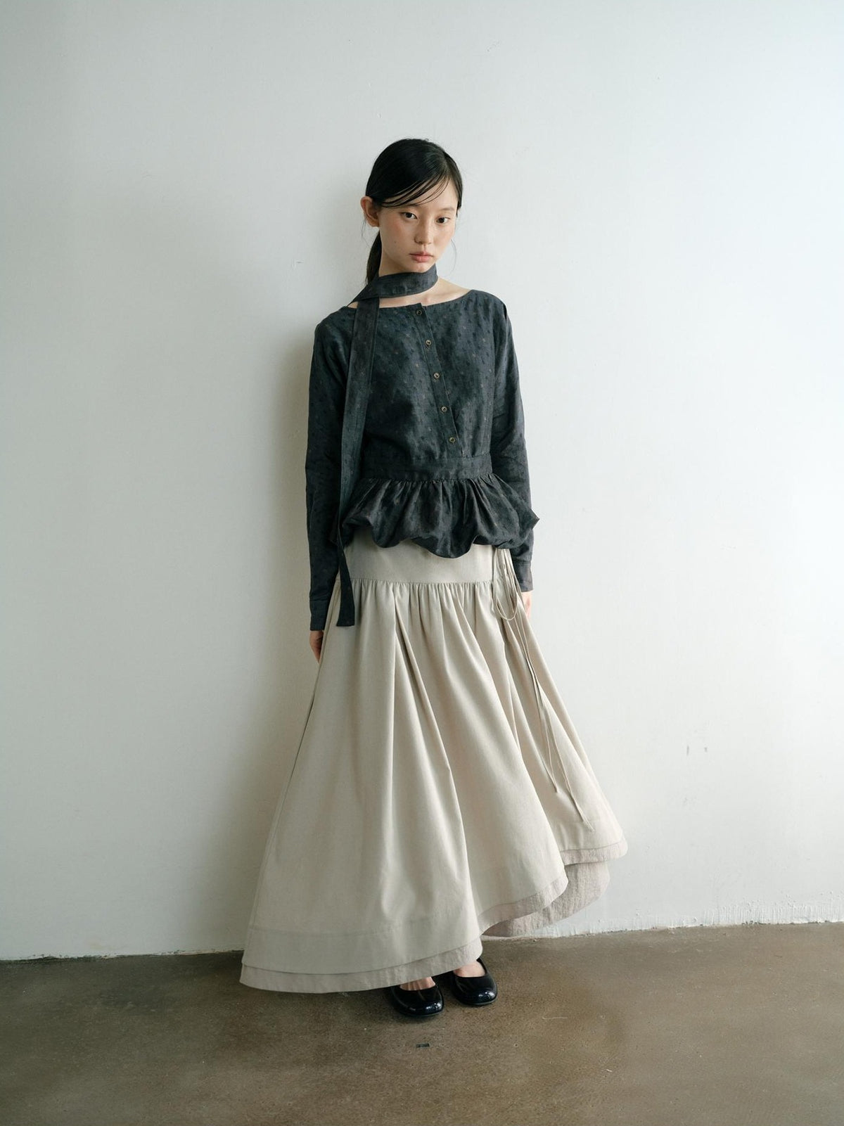 Dorydory Vintage Ruffle Long Sleeve Loose Fit Linen Cotton Women&
