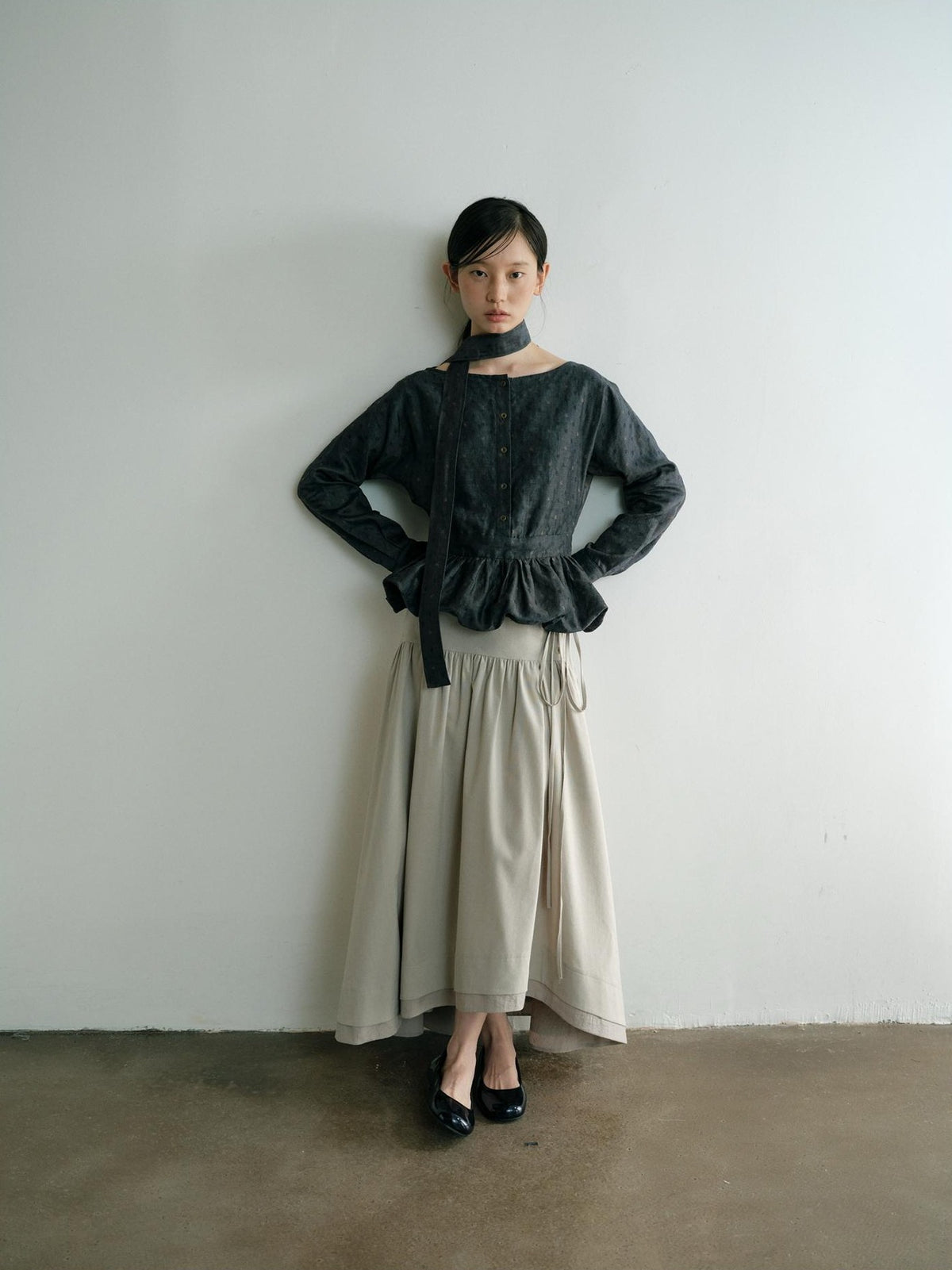 Dorydory Vintage Ruffle Long Sleeve Loose Fit Linen Cotton Women&