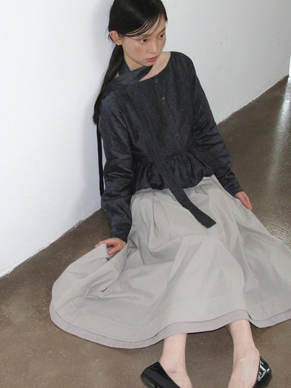 Dorydory Vintage Ruffle Long Sleeve Loose Fit Linen Cotton Women&