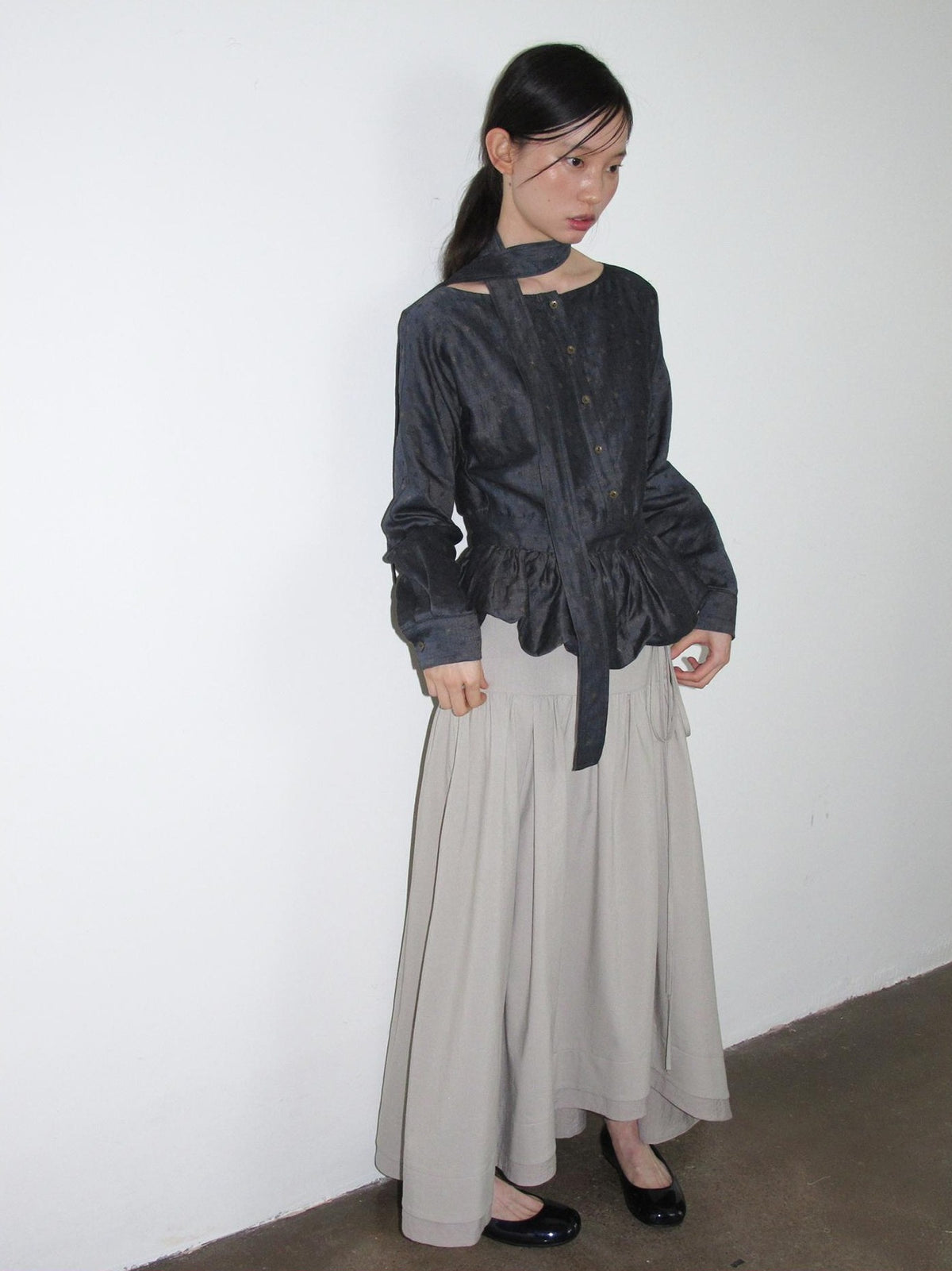 Dorydory Vintage Ruffle Long Sleeve Loose Fit Linen Cotton Women&
