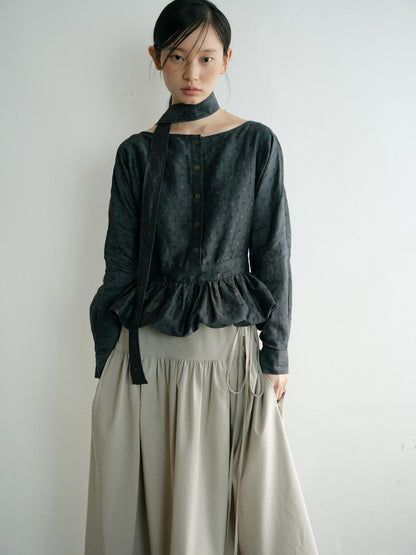 Dorydory Vintage Ruffle Long Sleeve Loose Fit Linen Cotton Women&