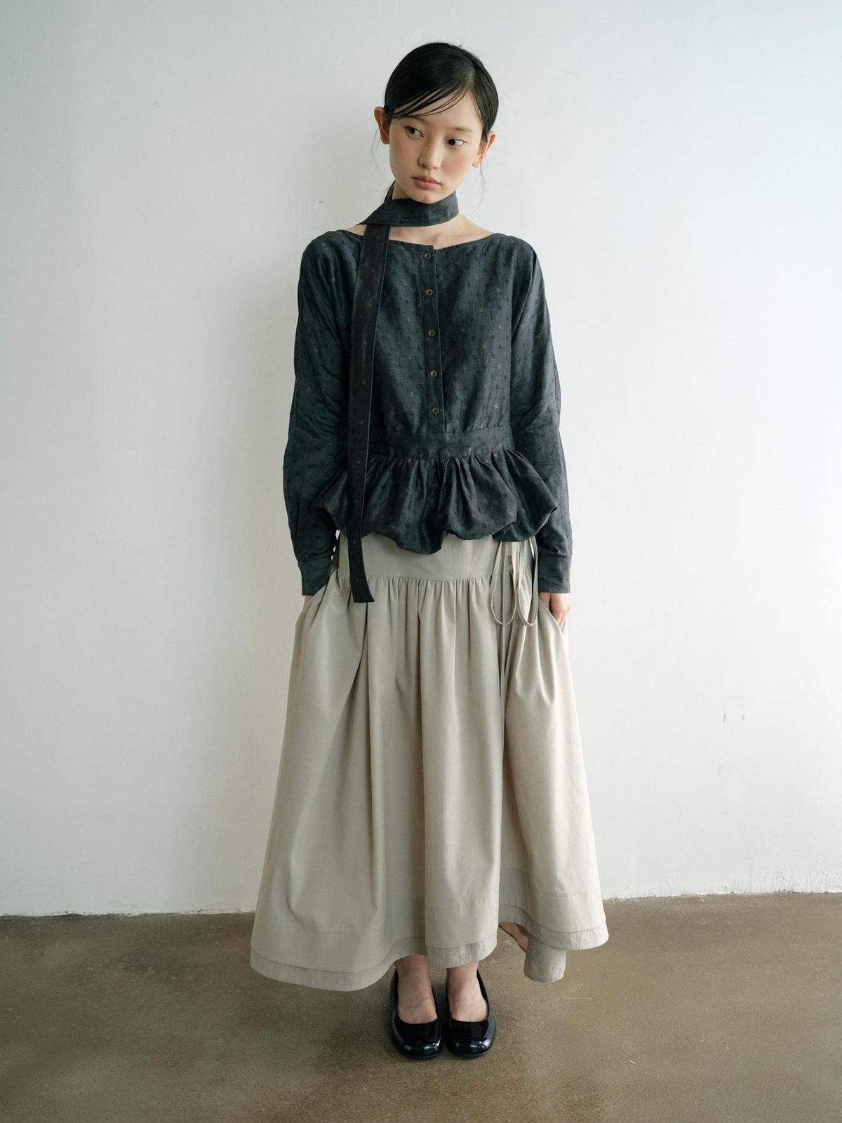 Dorydory Vintage Ruffle Long Sleeve Loose Fit Linen Cotton Women&