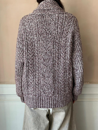 Dorydory Vintage Textured Cable Knit Cardigan With Horn Buttons