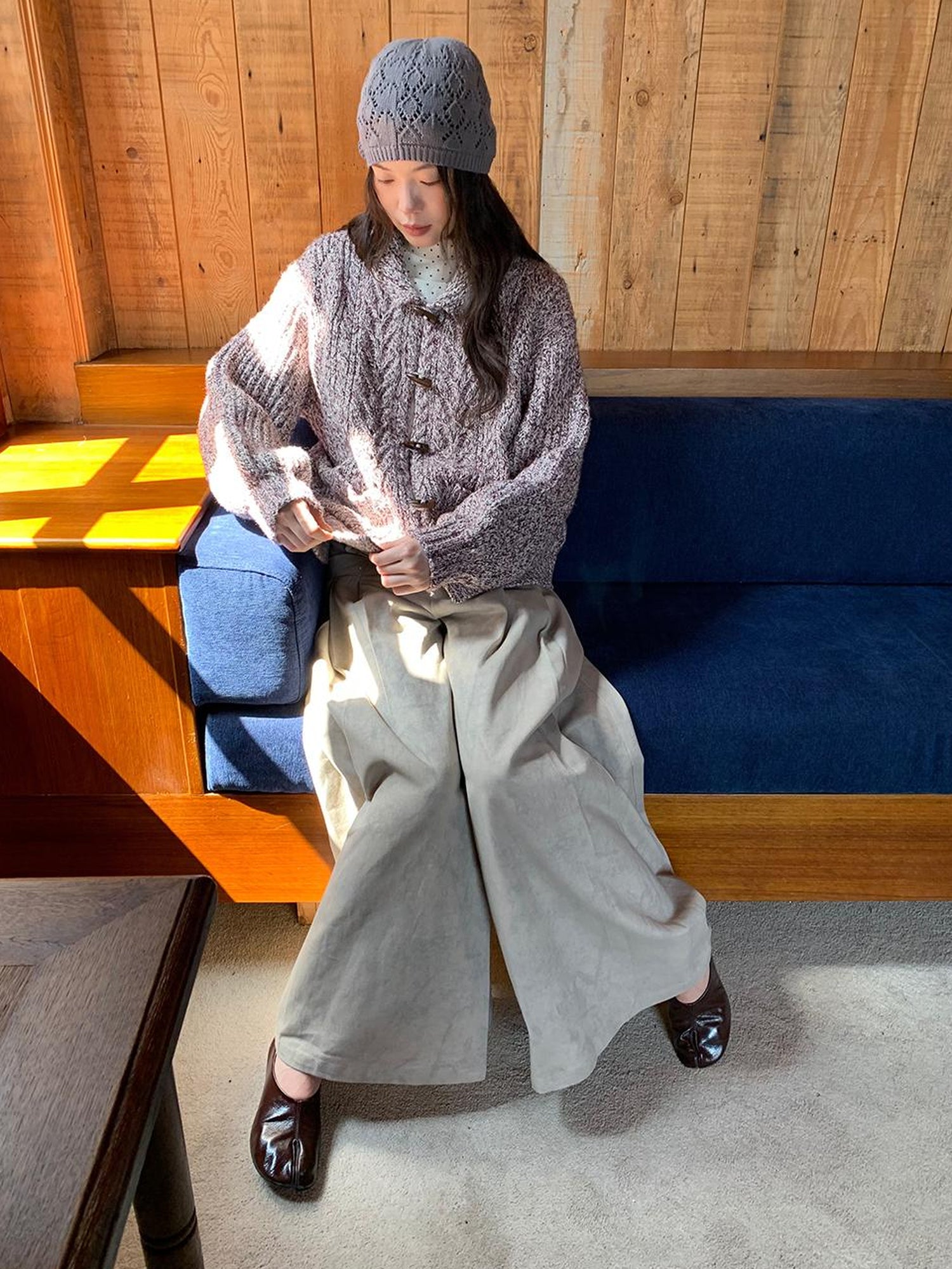 Dorydory Vintage Textured Cable Knit Cardigan With Horn Buttons