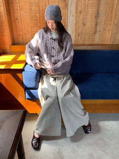 Dorydory Vintage Textured Cable Knit Cardigan With Horn Buttons