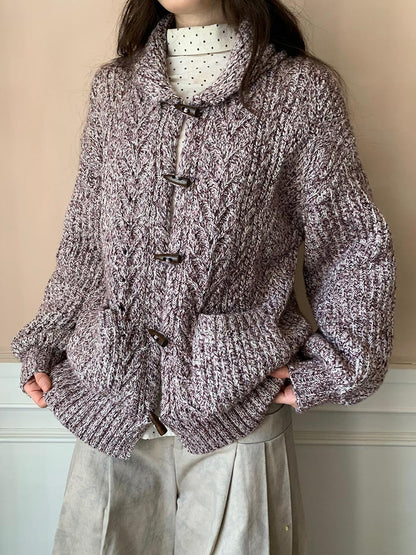Dorydory Vintage Textured Cable Knit Cardigan With Horn Buttons