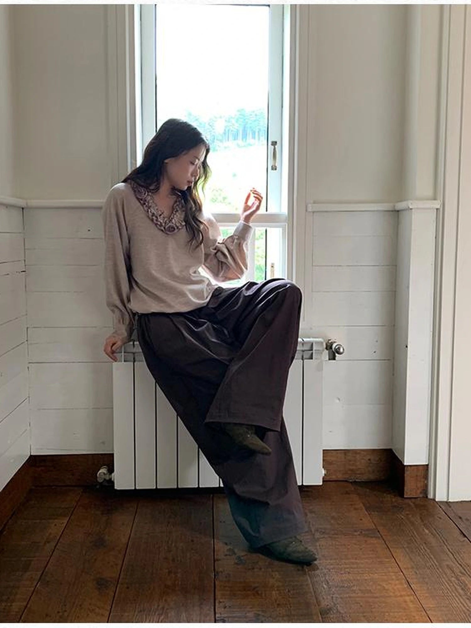 Vintage Tie Waist Relaxed Balloon Trousers