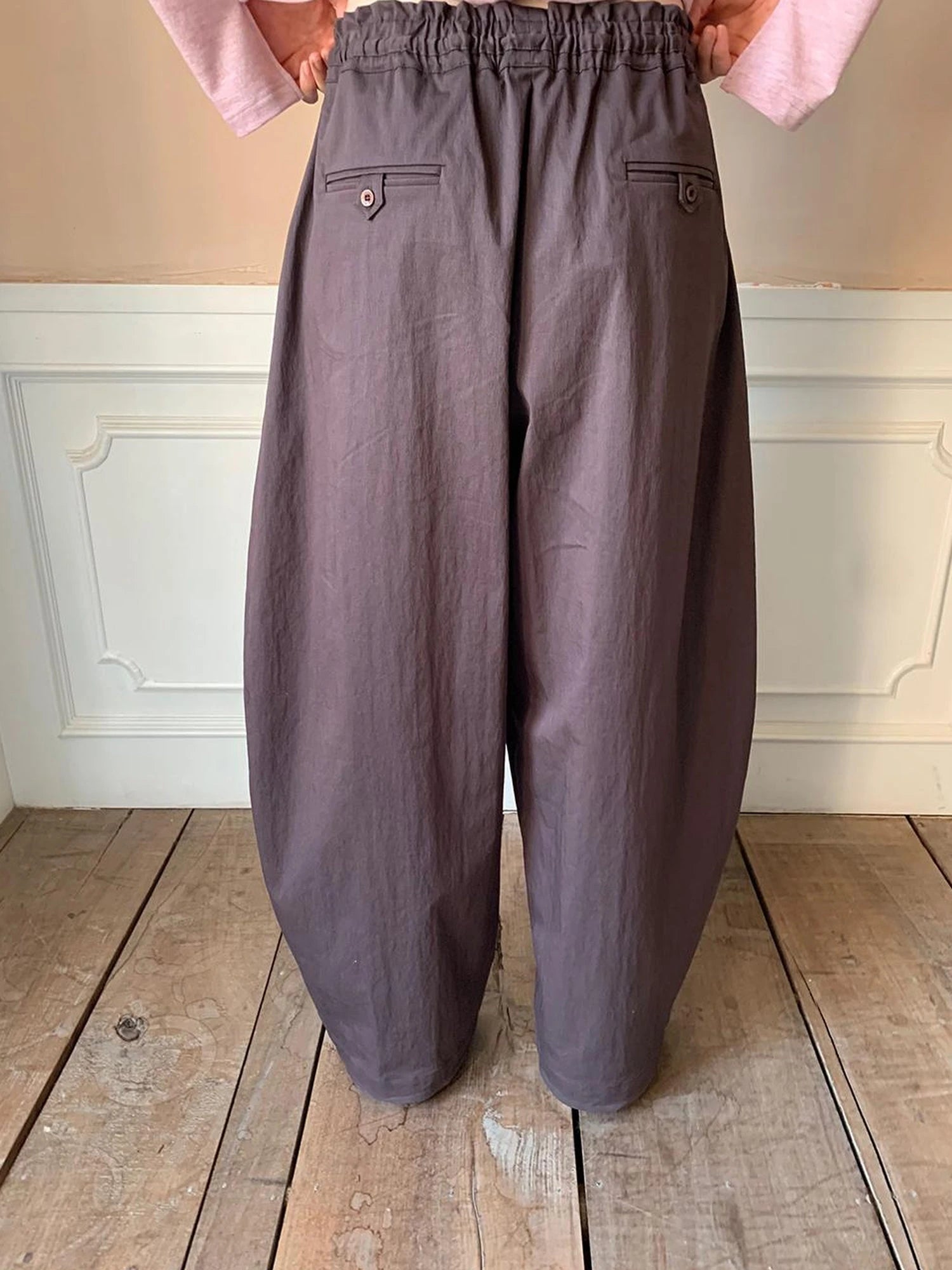 Vintage Tie Waist Relaxed Balloon Trousers