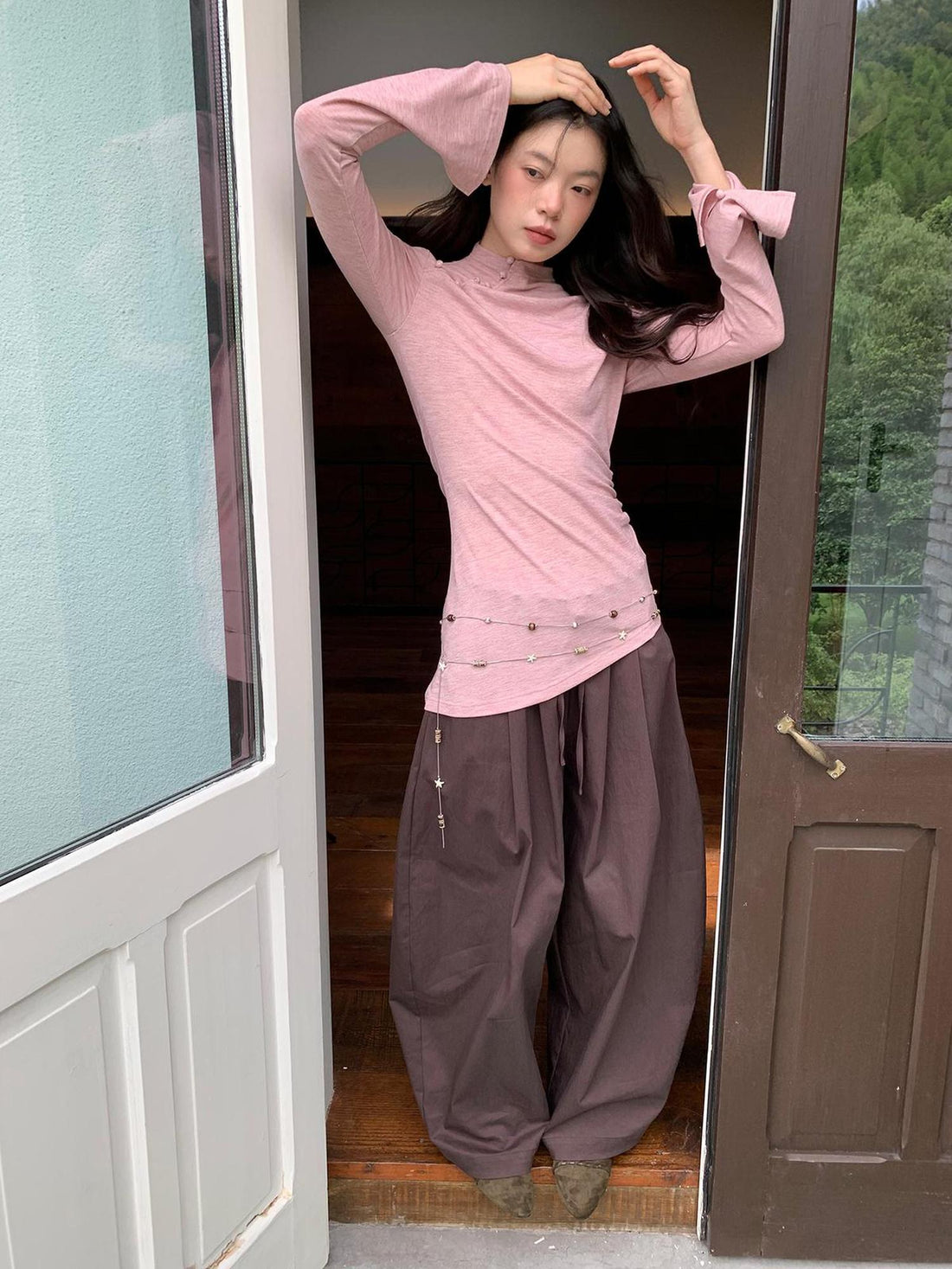 Dorydory Vintage Tie Waist Relaxed Balloon Trousers