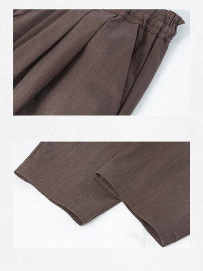 Vintage Tie Waist Relaxed Balloon Trousers