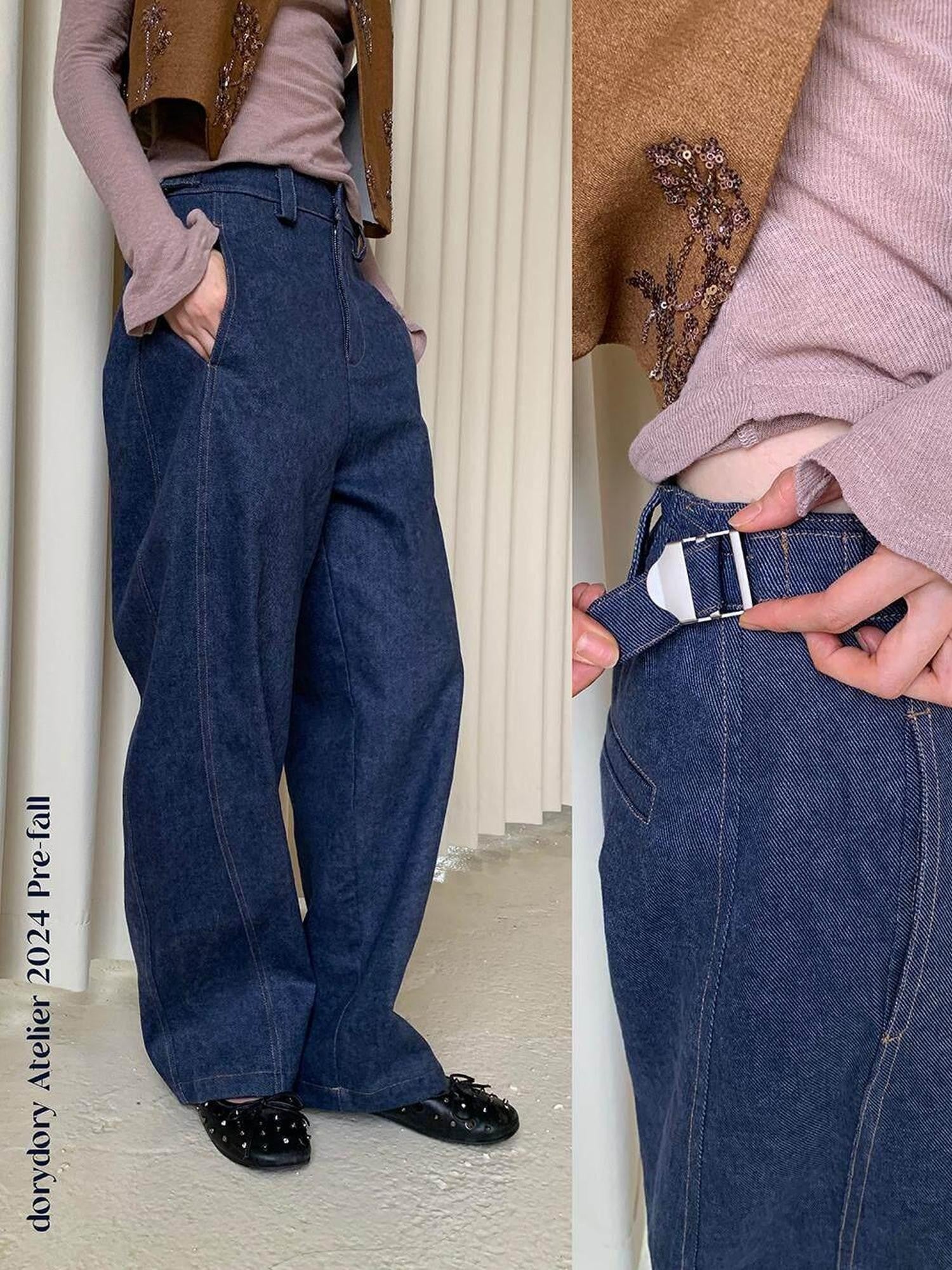 Dorydory Washed Curved Cut Relaxed Pear Flattering Women&