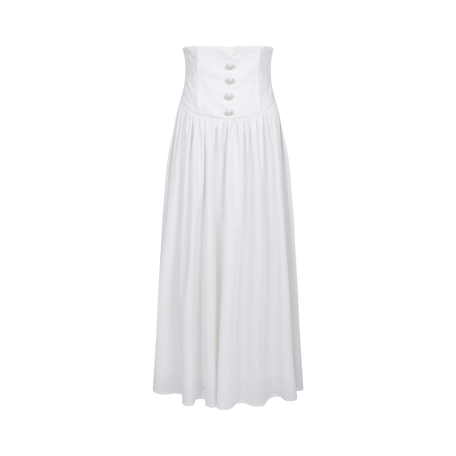 Dorydory_White_Ruched_Pleated_High_Waist_A_Line_Women&