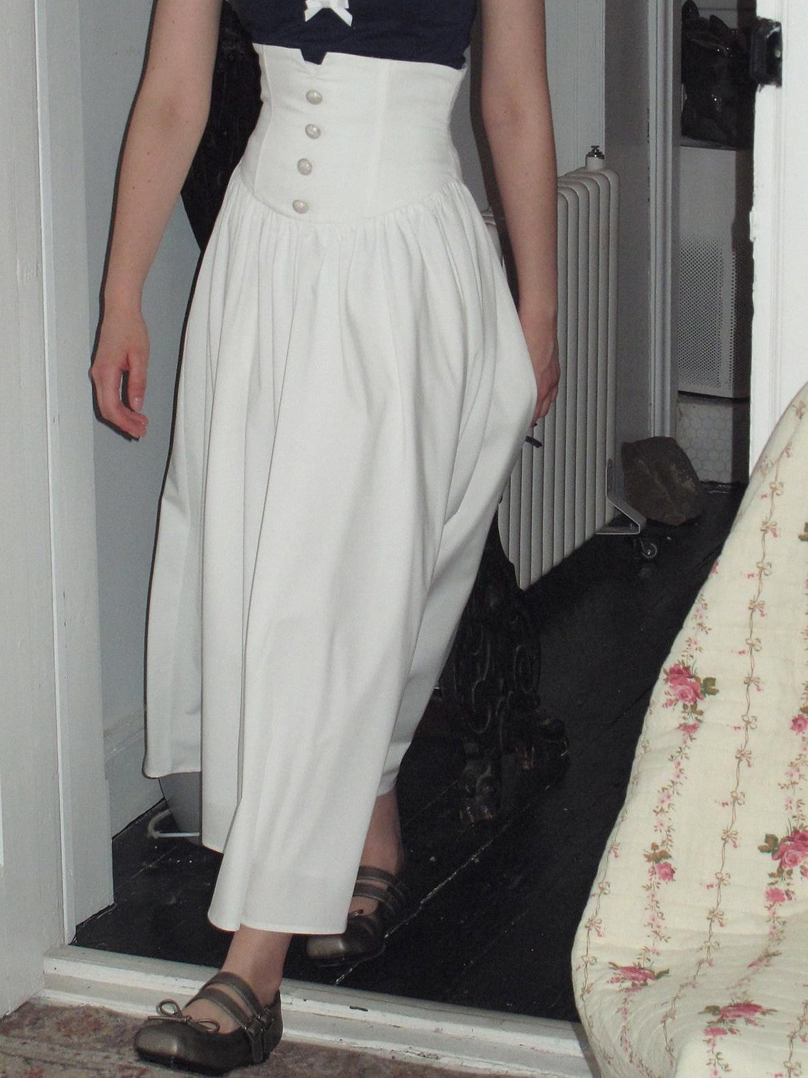 Dorydory White Ruched Pleated High Waist A Line Women&