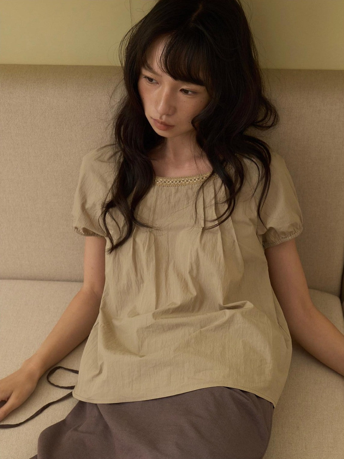 Dorydory Woven Lace Round Neck Knitted Women&