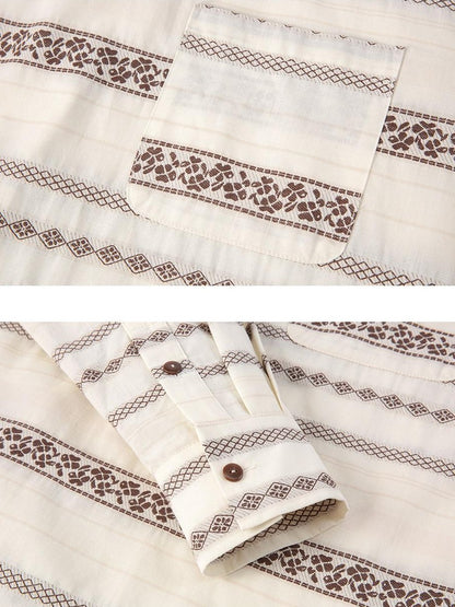 Dorydory Yarn Dyed Jacquard Stripe Stand Collar Women&