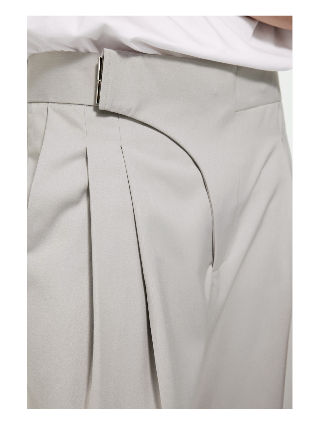 Double-Breasted Pleated Wide-Leg Trousers with Elastic Waist