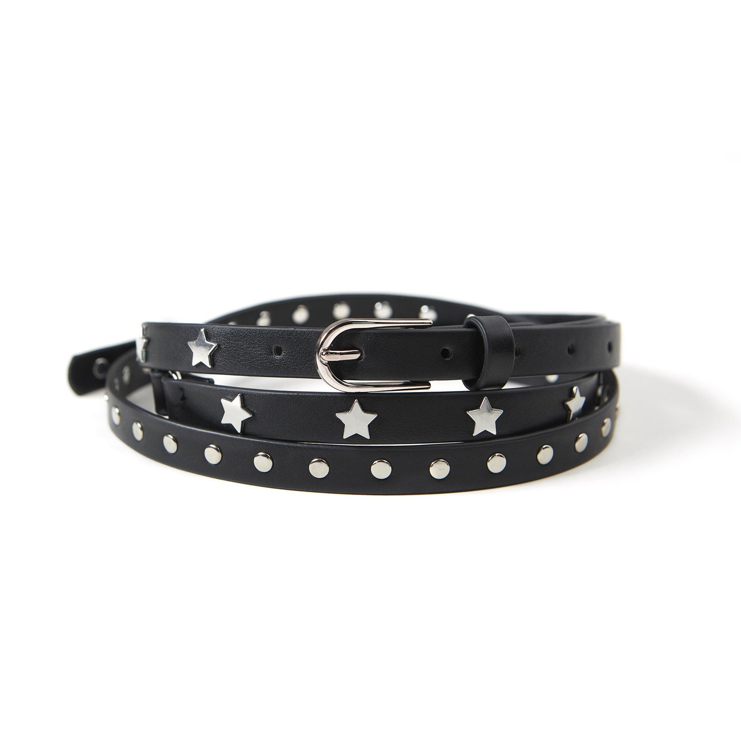 Double-Layer Star Studded Slim Belt