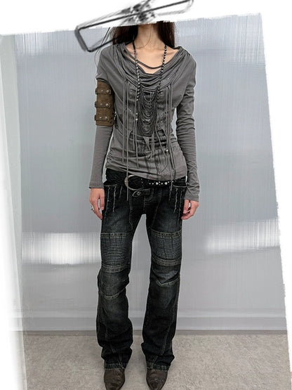 DoublePunch 100% Cotton Breathable Vintage Slim Scoop Neck Women Feather Print T-Shirt