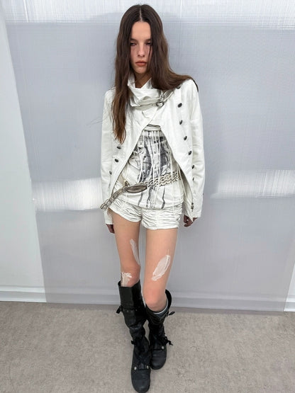 DoublePunch 100% Cotton Breathable Vintage Slim Scoop Neck Women Feather Print T-Shirt