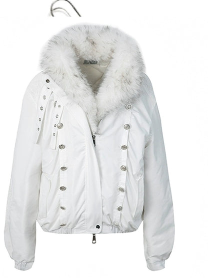 DoublePunch 90 White Duck Down 482Fp Warm Punk Lace Loose Women Insulated Down Jacket