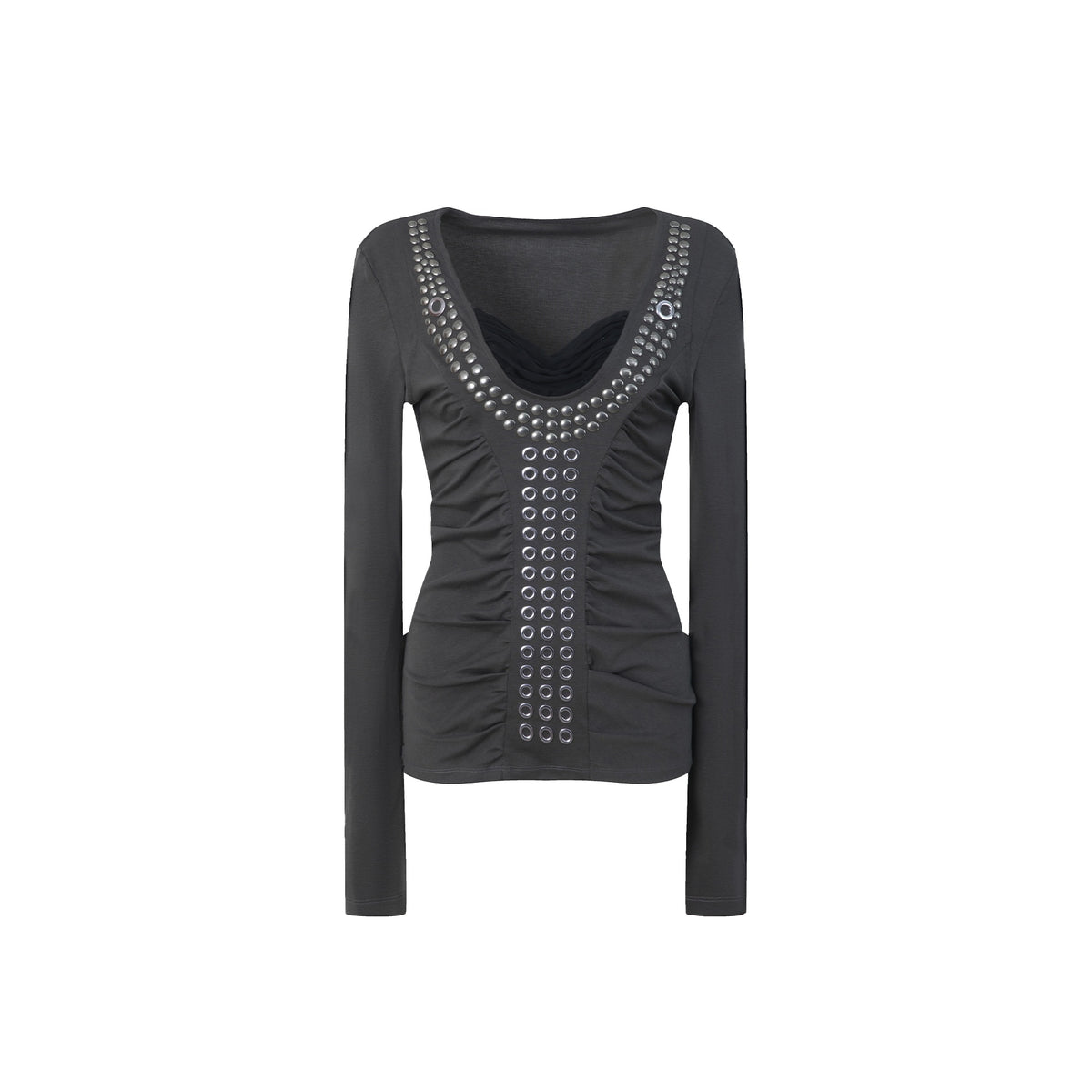 DoublePunch_Armor_Cowl_Neck_Studded_Rhinestone_Slim_Fit_Women&