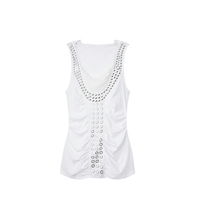DoublePunch_Armor_Inspired_Studded_Ruched_Hooded_Racerback_Slim_Women&