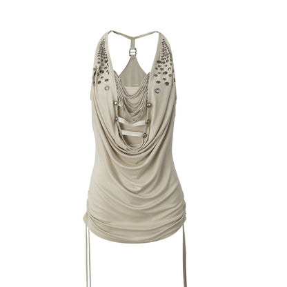 DoublePunch_Backless_Halter_Tassel_Ruched_Deconstructed_Women&
