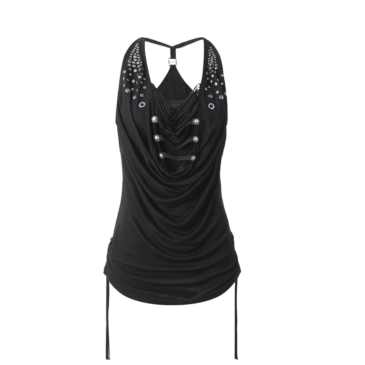 DoublePunch_Backless_Halter_Tassel_Ruched_Deconstructed_Women&