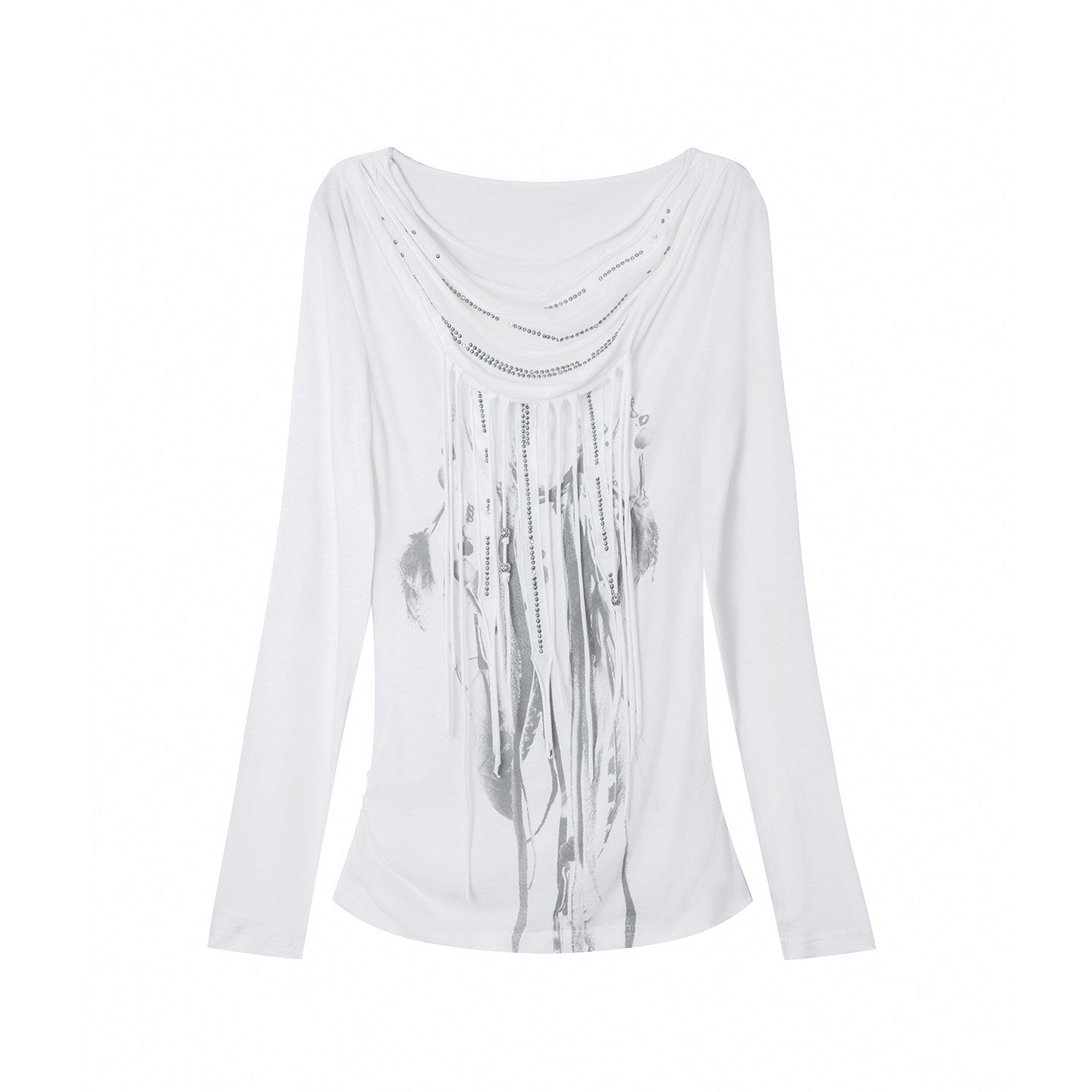 DoublePunch_Boho_Feather_Print_Layered_Tassel_Drape_Neck_Women&