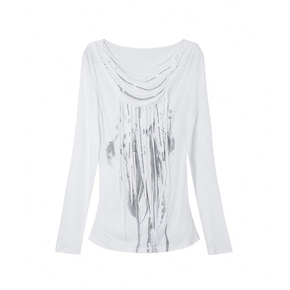 DoublePunch_Boho_Feather_Print_Layered_Tassel_Drape_Neck_Women&