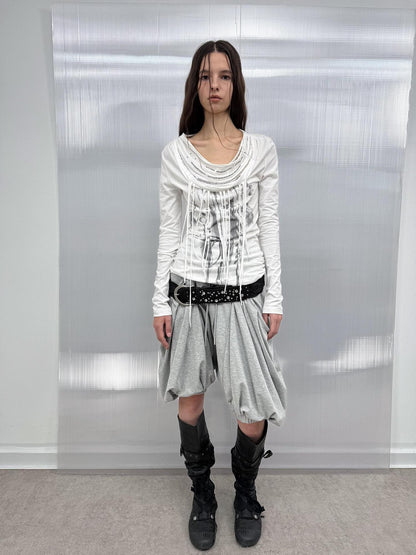 DoublePunch Boho Feather Print Layered Tassel Drape Neck Women&