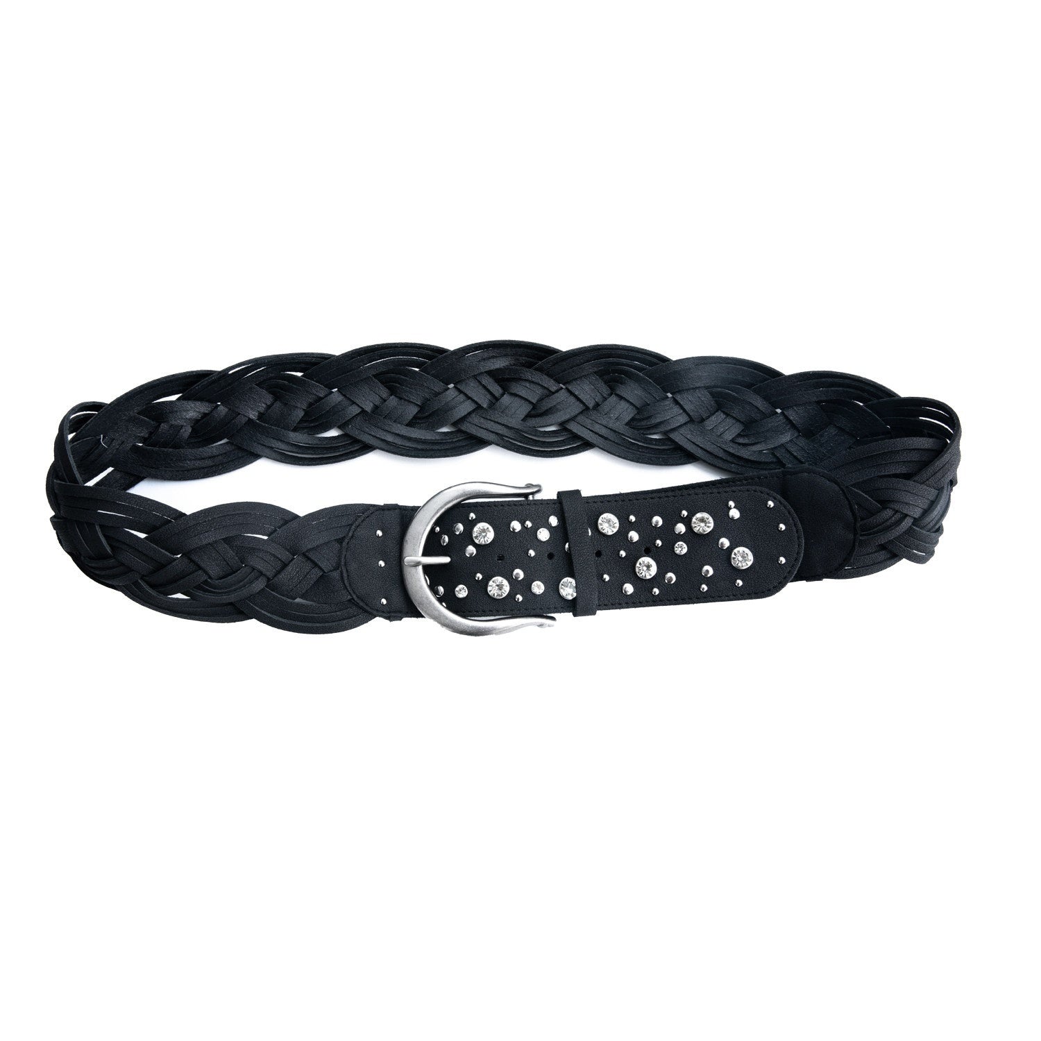 DoublePunch_Boho_Three_Strand_Braided_Studded_Crystal_Buckle_Women&