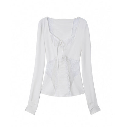 DoublePunch_Breathable_Cotton_Spandex_Slim_Fit_Girlish_Square_Neck_Patchwork_Women_T-Shirt_MISSTT