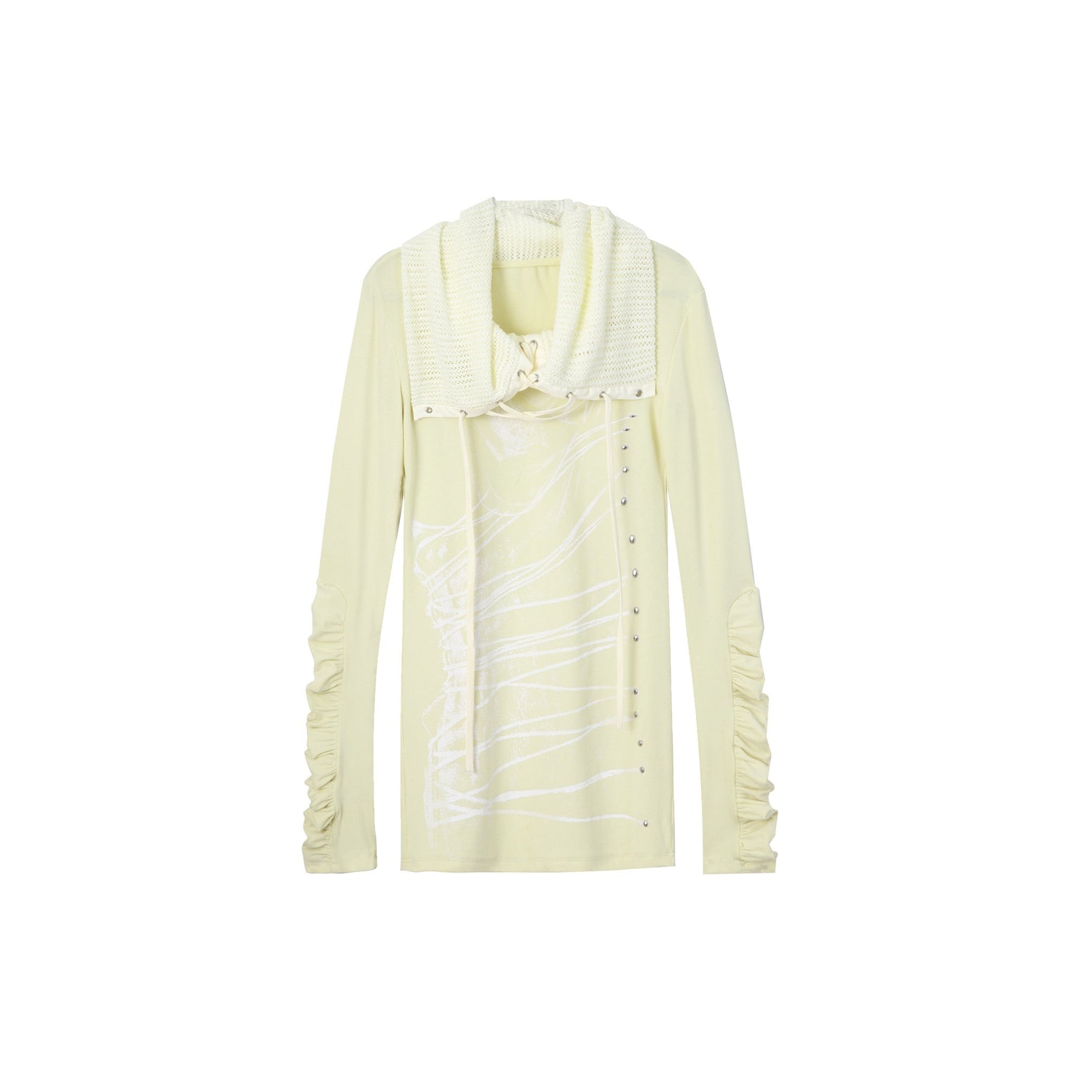 DoublePunch_Cream_Yellow_Printed_Tie_Mock_Neck_Women&