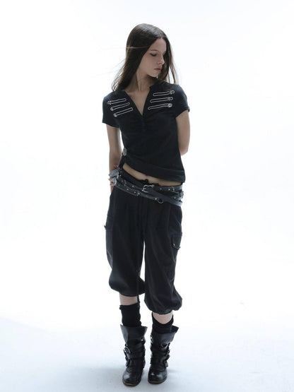 DoublePunch Cropped Equestrian Cargo Pocket Tapered Women&