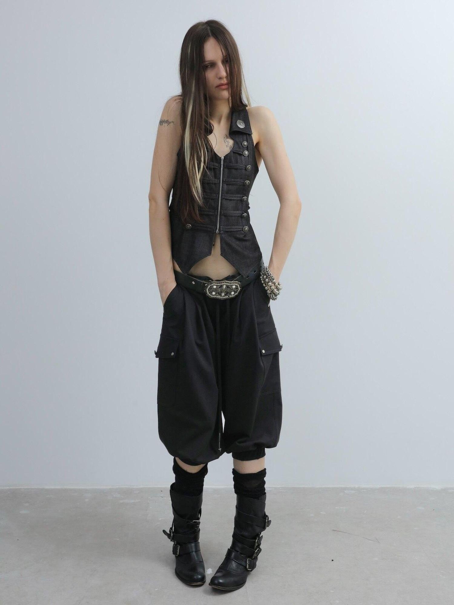 DoublePunch Cropped Equestrian Cargo Pocket Tapered Women&