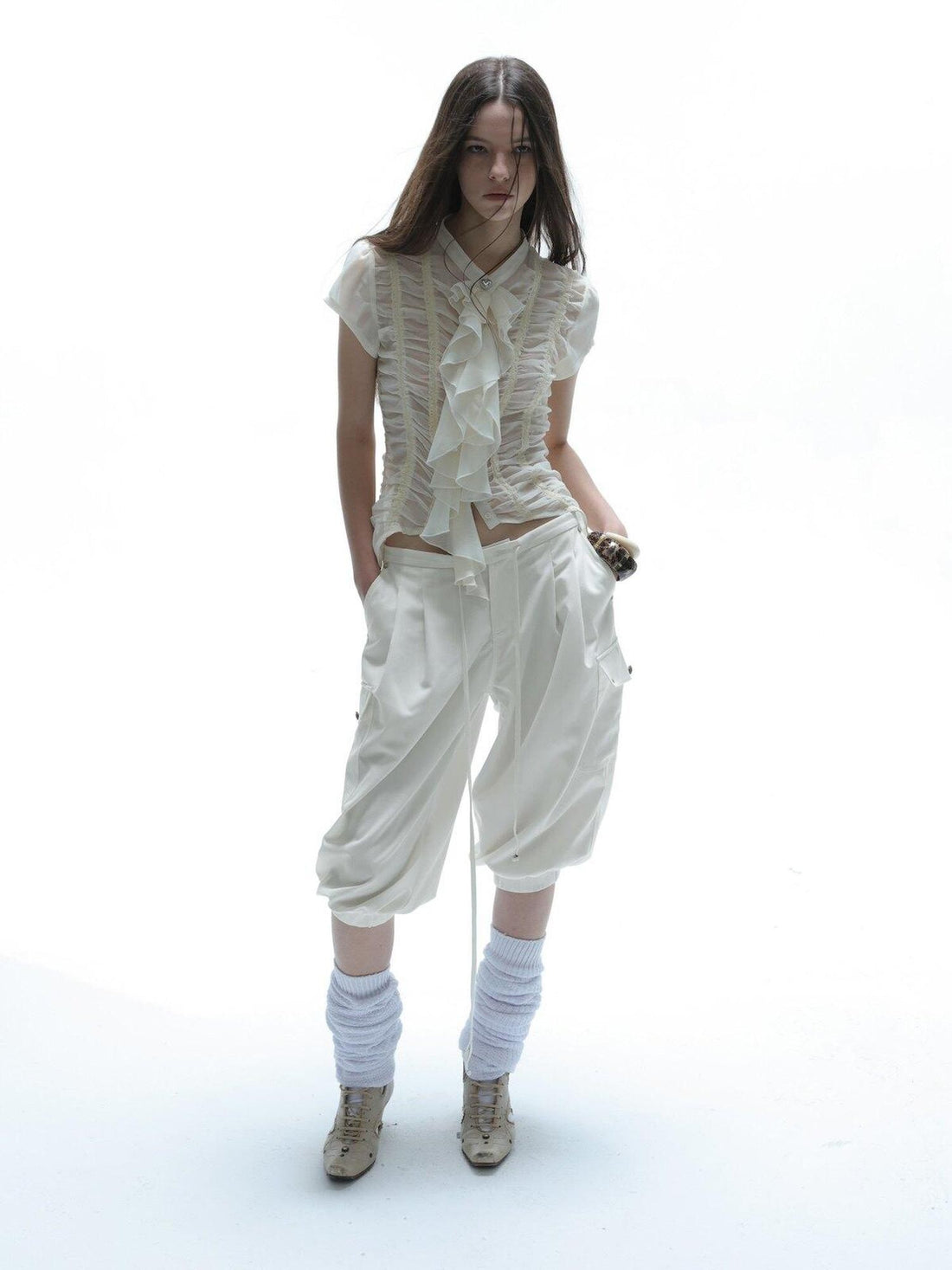 DoublePunch Cropped Equestrian Cargo Pocket Tapered Women&